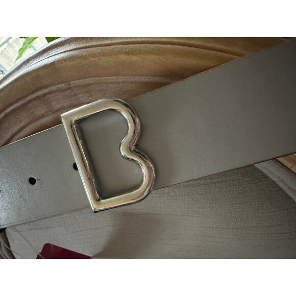Brooks brothers woman belt gray silver B shaped buckle Italy wide 1.5” M rare main image 10